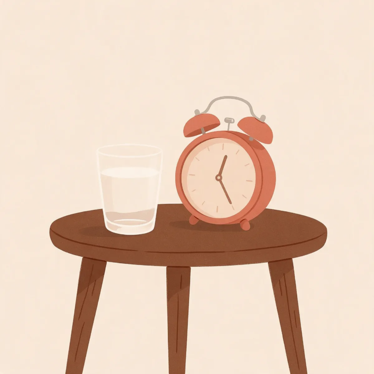 Ilustração de copo de água e despertador